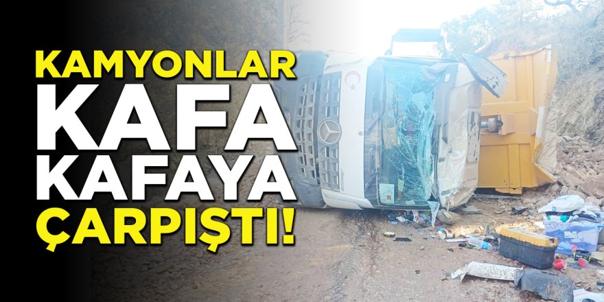 Kamyonlar Kafa Kafaya Çarpıştı!