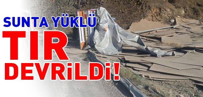 SUNTA YÜKLÜ TIR DEVRİLDİ 1 YARALI