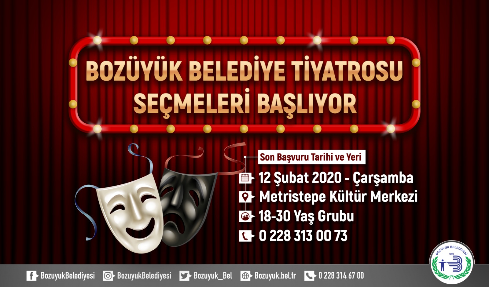 BOZÜYÜK BELEDİYESİ TİYATRO SEÇMELERİ BAŞLIYOR