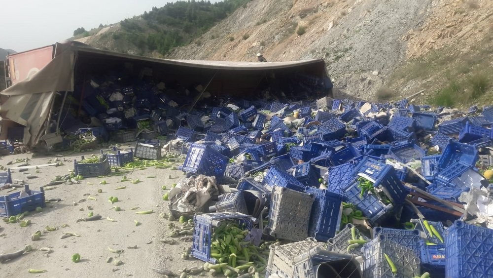 FRENİ BOŞALAN TIR KAZA YAPTI