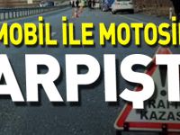 OTOMOBİL İLE MOTOSİKLET ÇARPIŞTI 1 YARALI