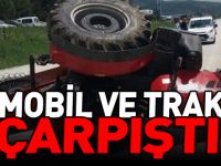 OTOMOBİL İLE TRAKTÖR ÇARPIŞTI 1 YARALI