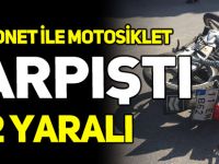 KAMYONET İLE MOTOSİKLET ÇARPIŞTI 2 YARALI