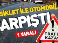 MOTOSİKLET İLE OTOMOBİL ÇARPIŞTI; 1 YARALI