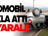 OTOMOBİL TAKLA ATTI 2 YARALI!