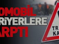 OTOMOBİL BARİYERLERE ÇARPTI