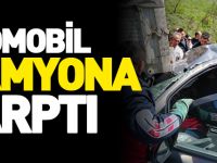 OTOMOBİL KAMYONA ÇARPTI; 2 YARALI