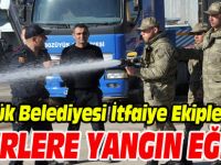 İTFAİYE EKİPLERİNDEN ASKERE YANGIN EĞİTİMİ