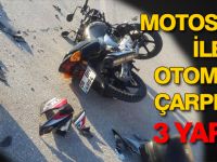 OTOMOBİL İLE MOTOSİKLET ÇARPIŞTI