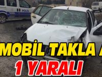 OTOMOBİL TAKLA ATTI 1 YARALI